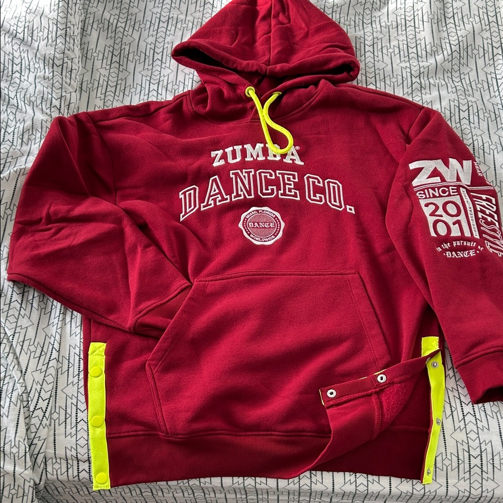 ZUMBA SALE! NWOT Red Hoodie with Yellow Drawstring